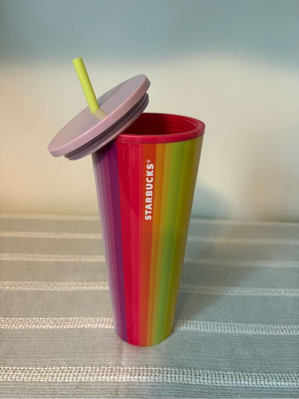 Starbucks Kids Rainbow Stripe Tumbler - Pink Lid with Multicolor Stripes